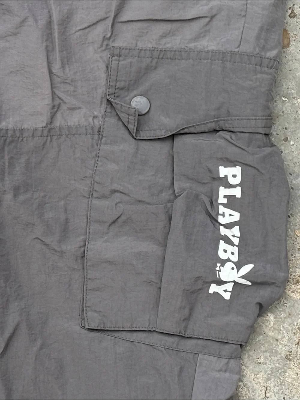 PLAYBOY Men's Gray Cargo Shorts with White Logo